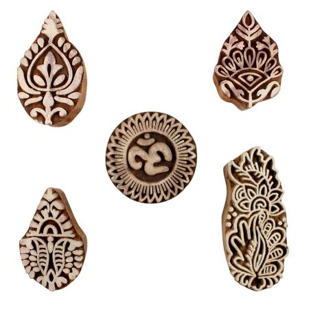 Set of 5 Piece New Mix Wooden Printing Blocks